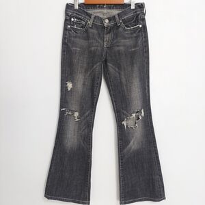 7 For All Mankind Womens Bootcut Flare Distressed Jeans Size 26 Dark Wash Black